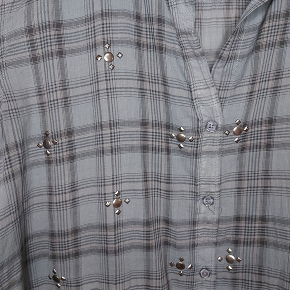 Rock & Republic Gray Plaid Button Down Shirt Sz M - Picture 12 of 14